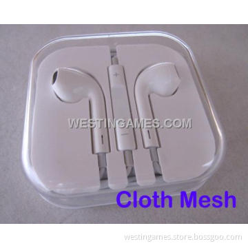 Earpods Headphone Ear Phones with Mic Cloth Mesh for iPhone 5 5g/ iPad 3/4 /iPad Mini (Simple Pack)
